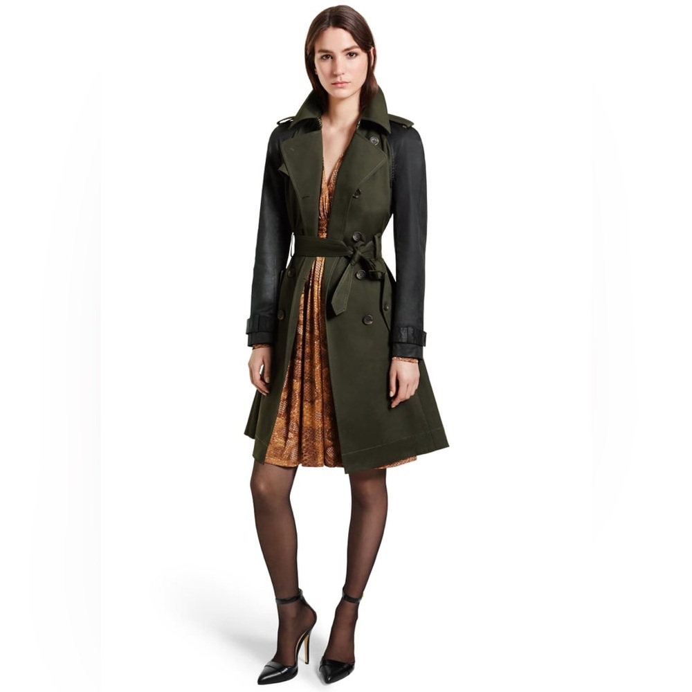 Altuzarra For Target Olive Green Trench Coat with Black Sleeves
